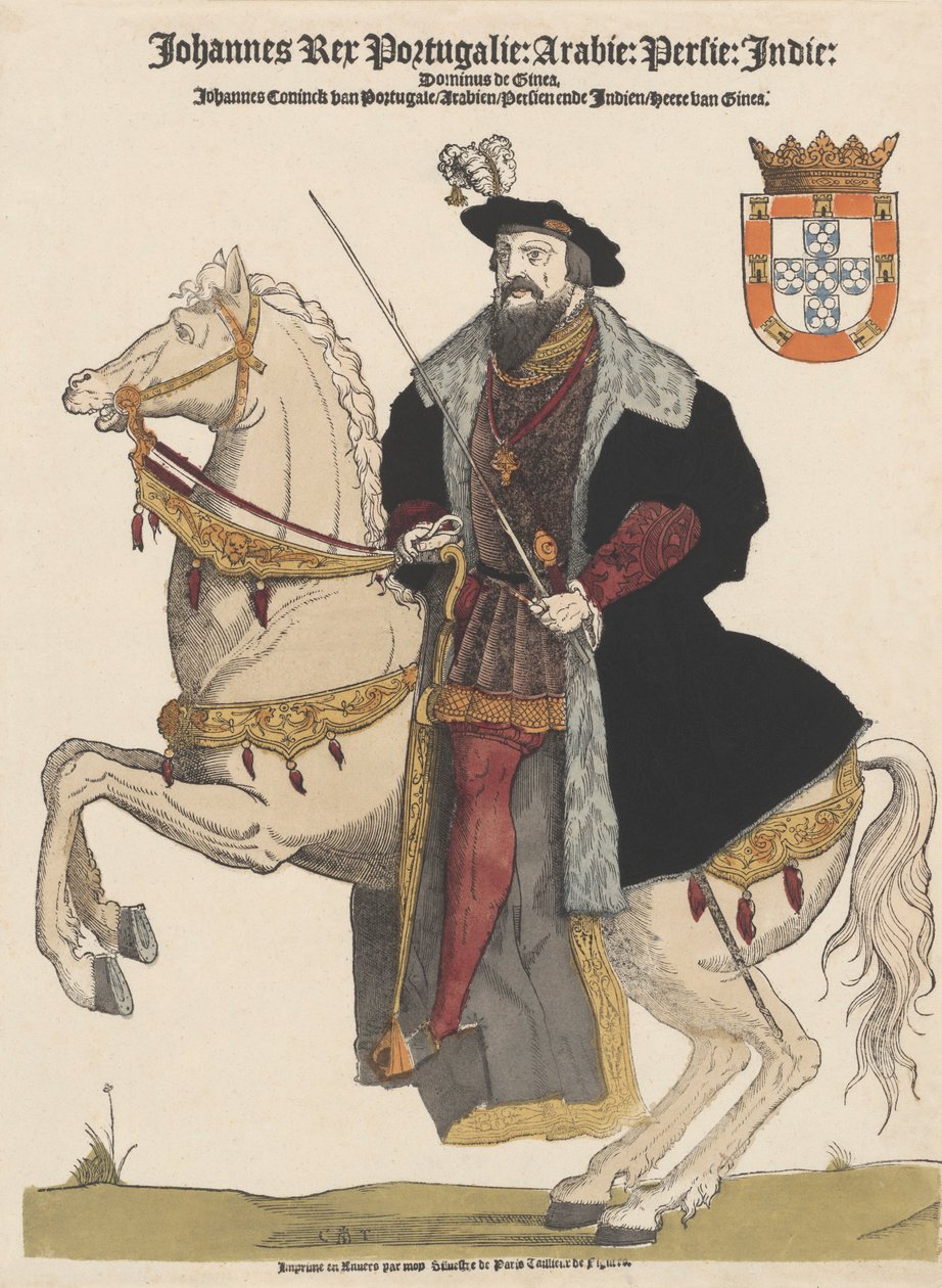 III. János portugál 1502-1557, pub.16. századi színes metszet. alkotó: Flemish School