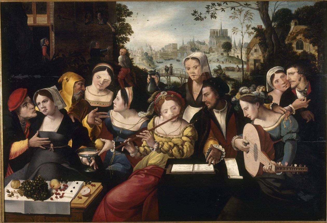A tékozló fiú a kurtizánok között, 1530 körül (olaj, fa) alkotó: Flemish School