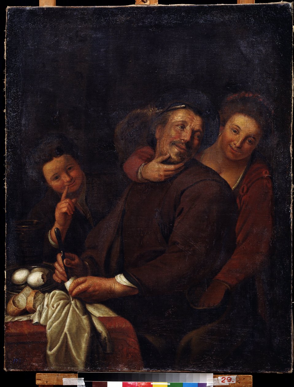 ""A vidám társaság"" (The merry company) A 17. századi holland iskola festménye. Regionális Deineka Művészeti Galéria, Kurszk Oroszország alkotó: Flemish School