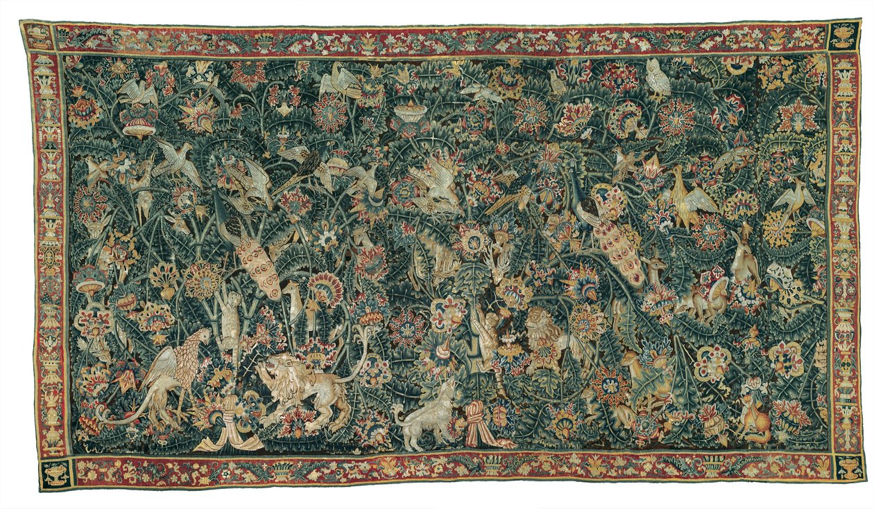 Nagylevelű zöldellő állatokkal és madarakkal, 1525-50 alkotó: Flemish School