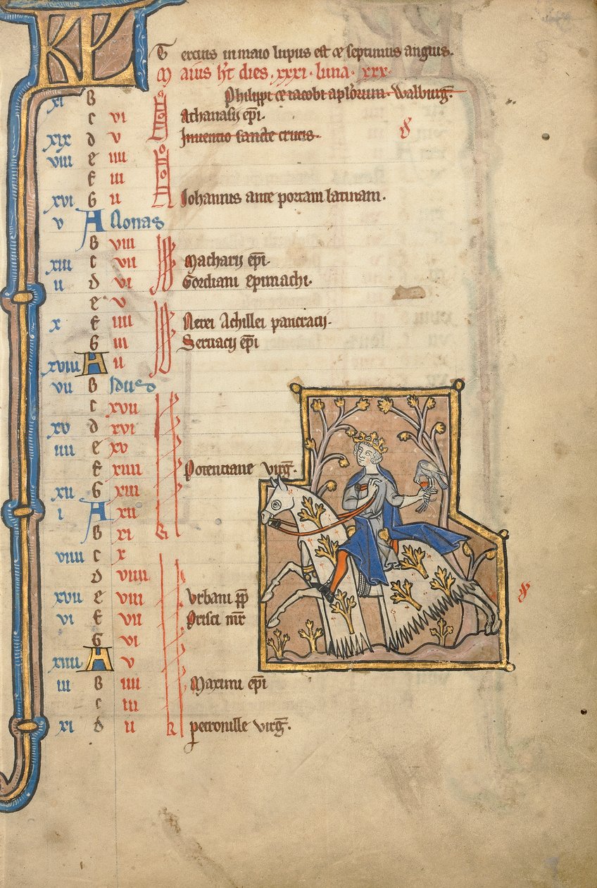 MS 14 f.5, május: Hawking, 1250 körül alkotó: Flemish School