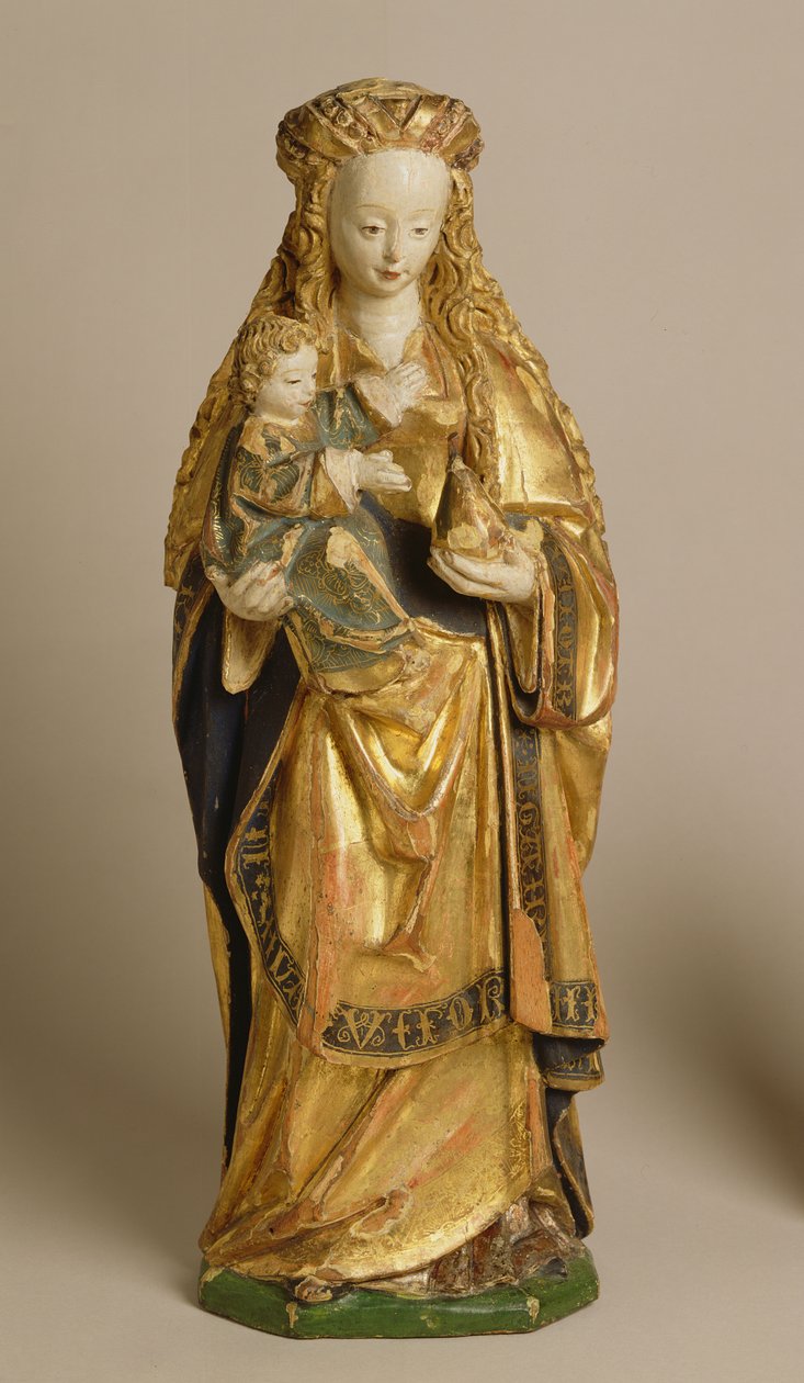 Madonna és gyermeke, mecheleni iskola, 1500 körül (polikróm és aranyozott tölgy) alkotó: Flemish School