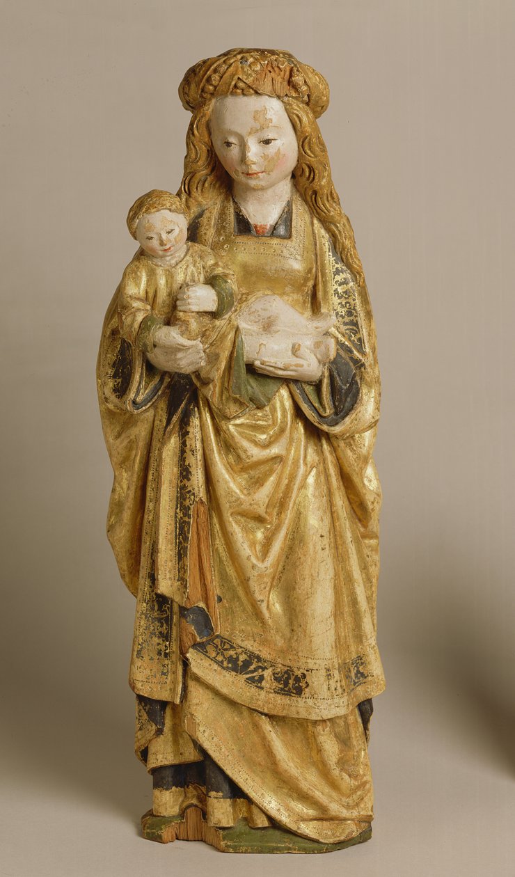 Madonna és gyermeke, mecheleni iskola, 1500 körül (polikróm és aranyozott tölgy) alkotó: Flemish School
