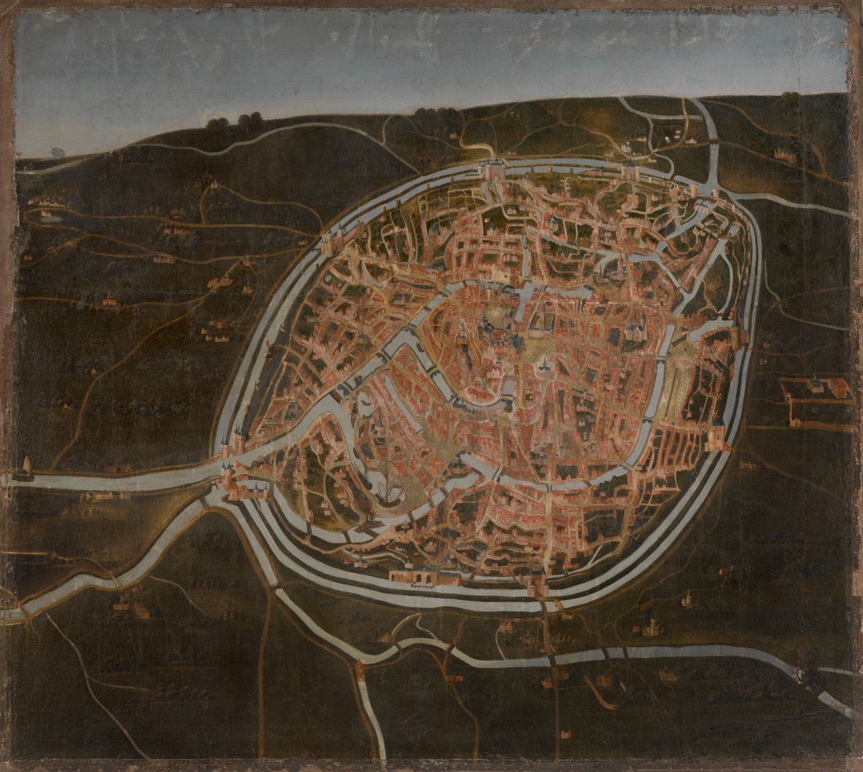 Brugge térképe (olaj, vászon) alkotó: Flemish School