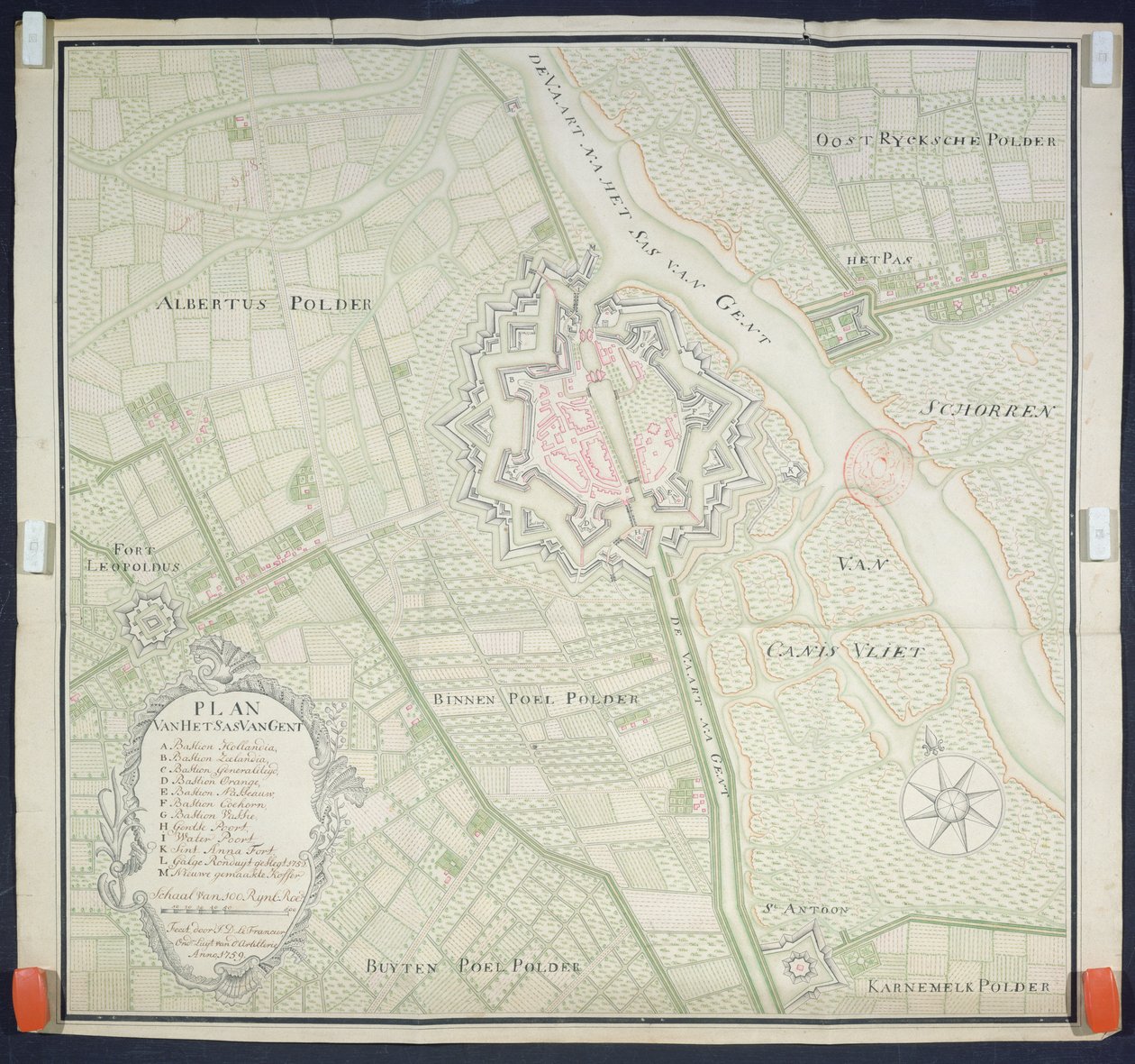 Sas de Gant és a környező területek térképe, 1759 alkotó: Flemish School