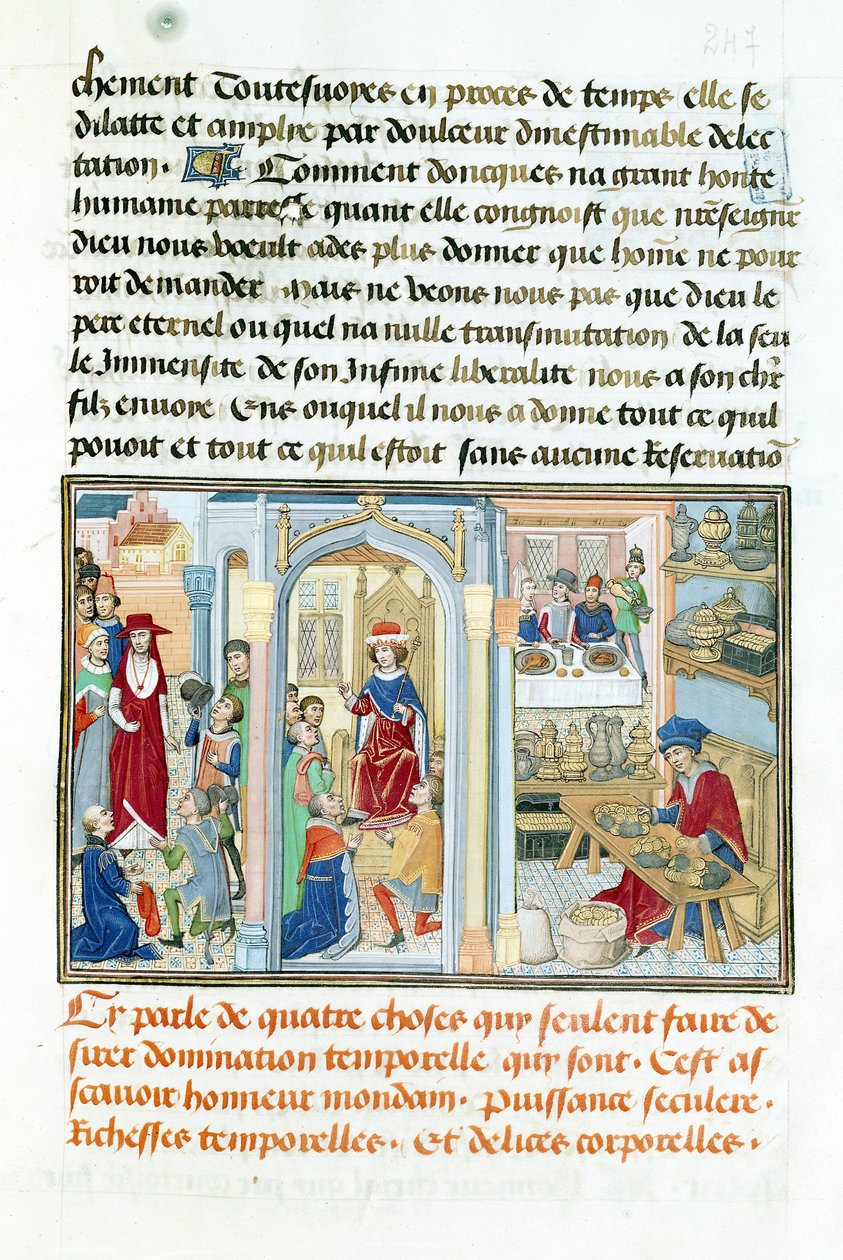 Ms 240 fol.247 Wordly Things, Jean de Gerson (1363-1429) Le Miroir dHumilite című művéből, 1462 alkotó: Flemish School