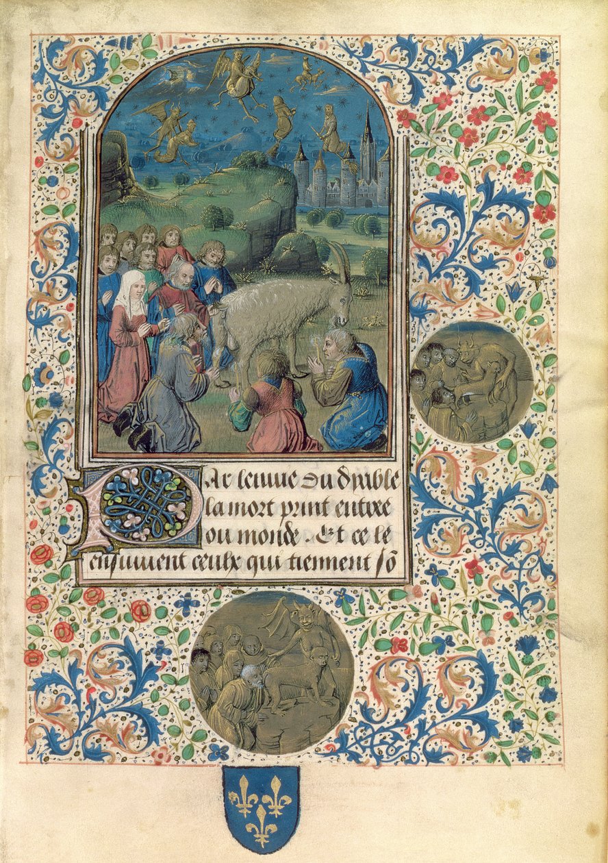 Ms Fr 961 f.1 Boszorkányok vagy eretnekek, akik kecske alakban imádják az ördögöt alkotó: Flemish School
