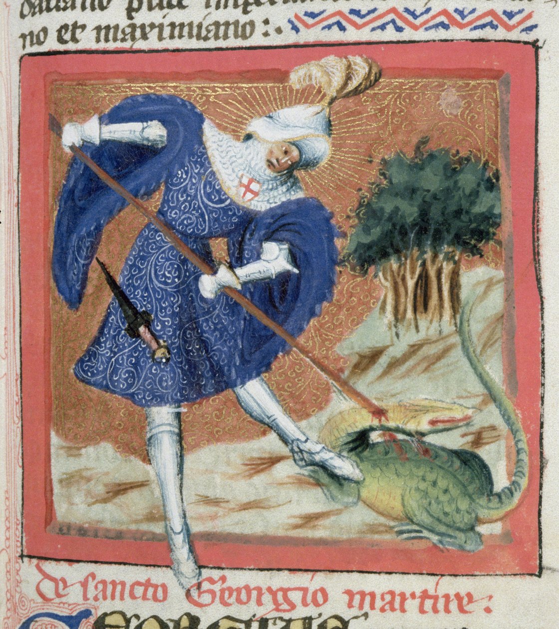 Ms. Gen IIII f.81r Szent György és a sárkány, Jacobus de Voragine (1228-98 körül) Az aranylegenda című filmből alkotó: Flemish School