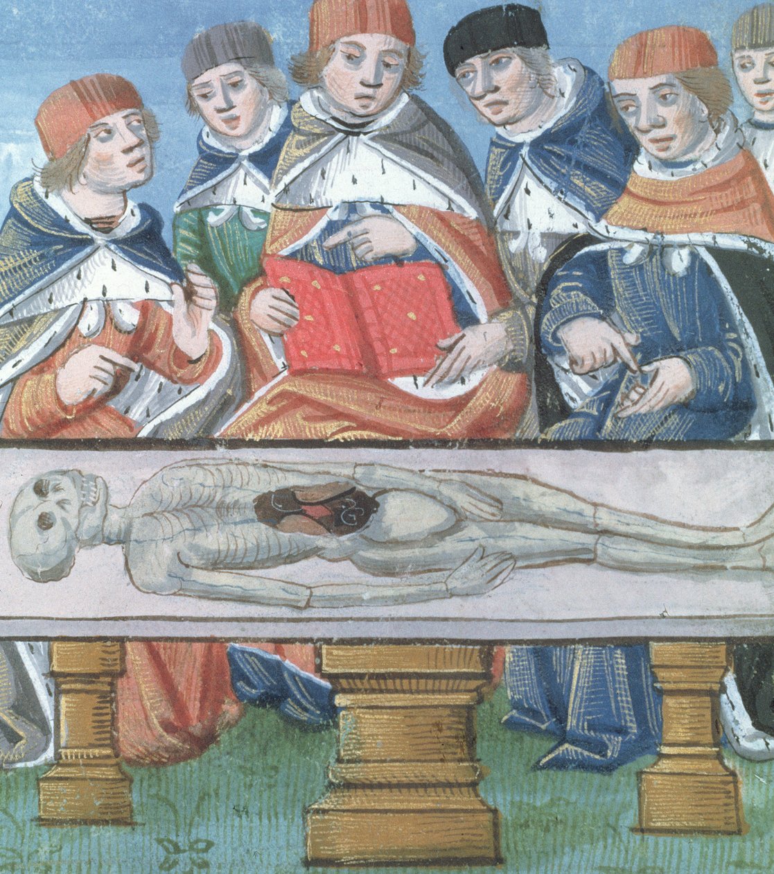 Ms Hunter 9 f.34r Dissection, De Medina Fen I. II, Avicenna (980-1037) alkotó: Flemish School