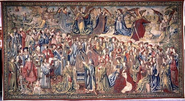 Nátán szemrehányást tesz Dávidnak, Dávid és Betsabé kárpitja, 1510-1515 körül (szőttes) alkotó: Flemish School