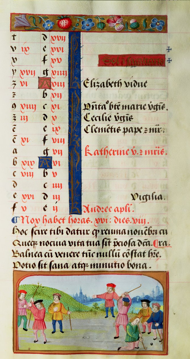 November: Game of Golf, az órák könyvéből alkotó: Flemish School