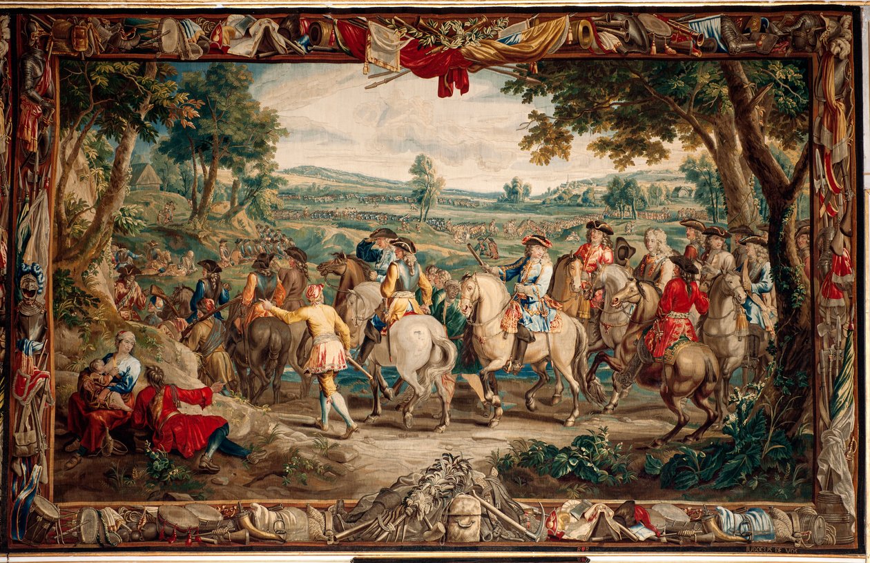 Palota (Schlossanlage Schleißheim). Flamand kárpit. Brüsszeli atelier Judocus De Vos. Tervező: Lambert De Hondt. A menet (La Marche). 400x640 cm. Gyapjú és selyem. 1715-1724 körül. alkotó: Flemish School