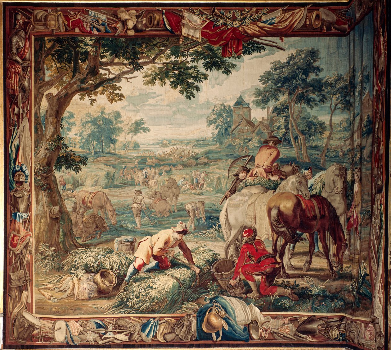 Palota (Schlossanlage Schleißheim). Flamand kárpit. Brüsszeli atelier Judocus De Vos. Tervező: Lambert De Hondt. Etetés (takarmányozás). 400x510 cm. Gyapjú és selyem. 1715-1724 körül. alkotó: Flemish School