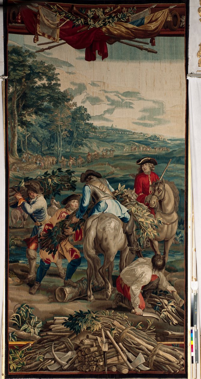 Palota (Schlossanlage Schleißheim). Flamand kárpit. Brüsszeli műterem Judocus De Vos. Tervező: Lambert De Hondt. (Fachinade). 400x190 cm. Gyapjú és selyem. 1715-1724 körül. alkotó: Flemish School