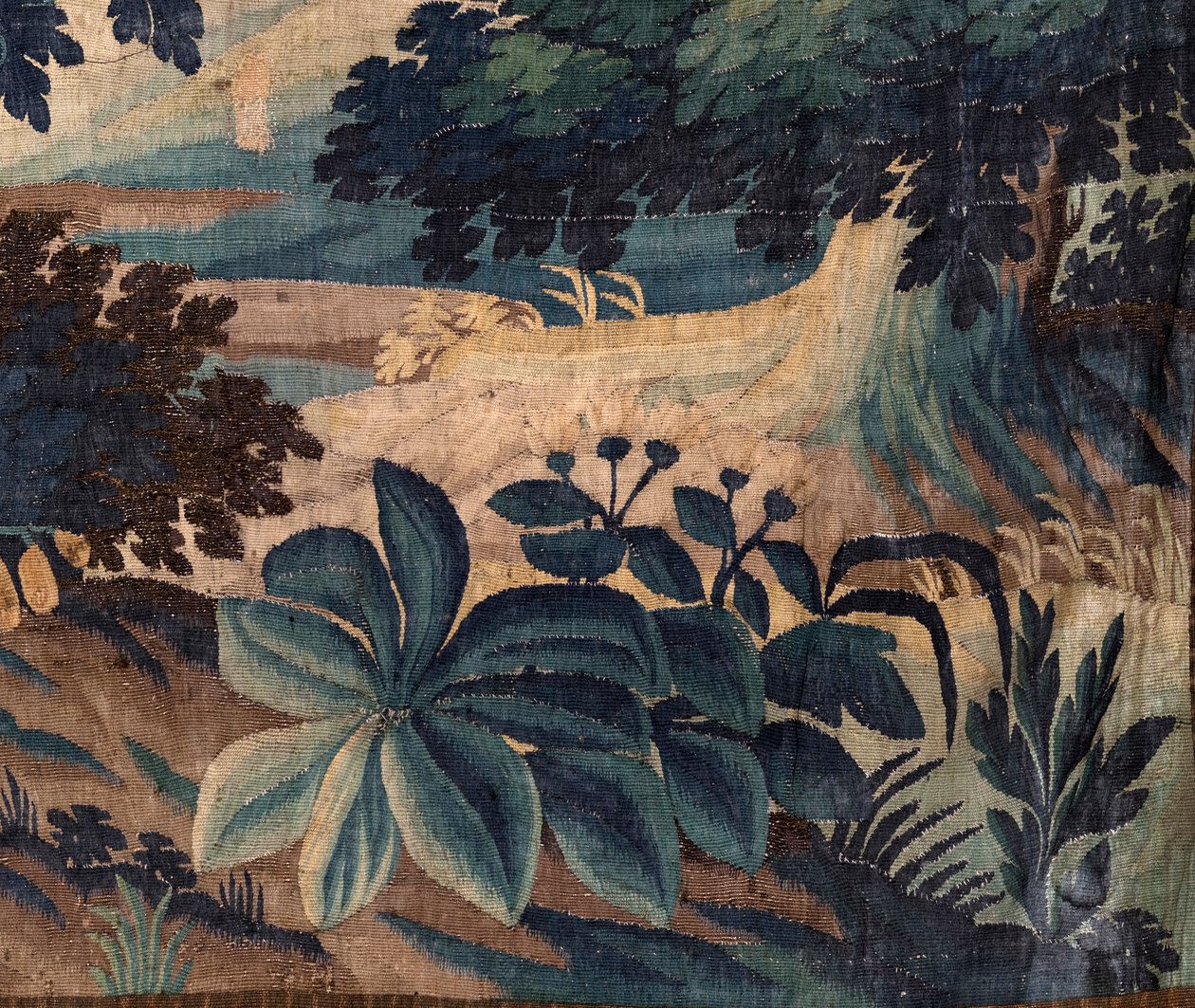 Plébániatemplom (Szent Walburga templom). Flamand kárpit "Verdure". Oudenaarde. 17. század vége – 18. század eleje. A Sint-Walburgakerk Oudenaarde templom tulajdona. alkotó: Flemish School
