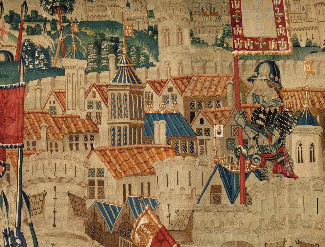 Plébániai gobelinmúzeum (Parish Museum of Pastrana Tapestries). Flamand kárpit. Tanger meghódítása (Tanger bevétele, De inname van Tanger). Sorozat I. Alfonz portugál király hódításai. Tournai. Gyapjú és selyem alkotó: Flemish School