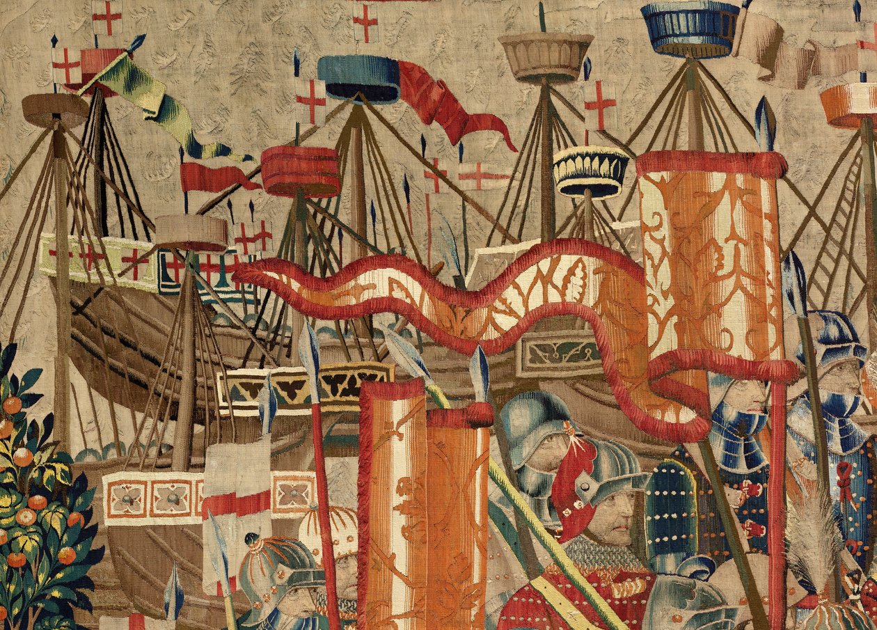 Plébániai gobelinmúzeum (Parish Museum of Pastrana Tapestries). Flamand kárpit. Take of Asilah (Take of Asilah, Assault on Asilah, De inname van Arzila). I. Alfonz portugál király hódításai sorozat. Tournai. alkotó: Flemish School