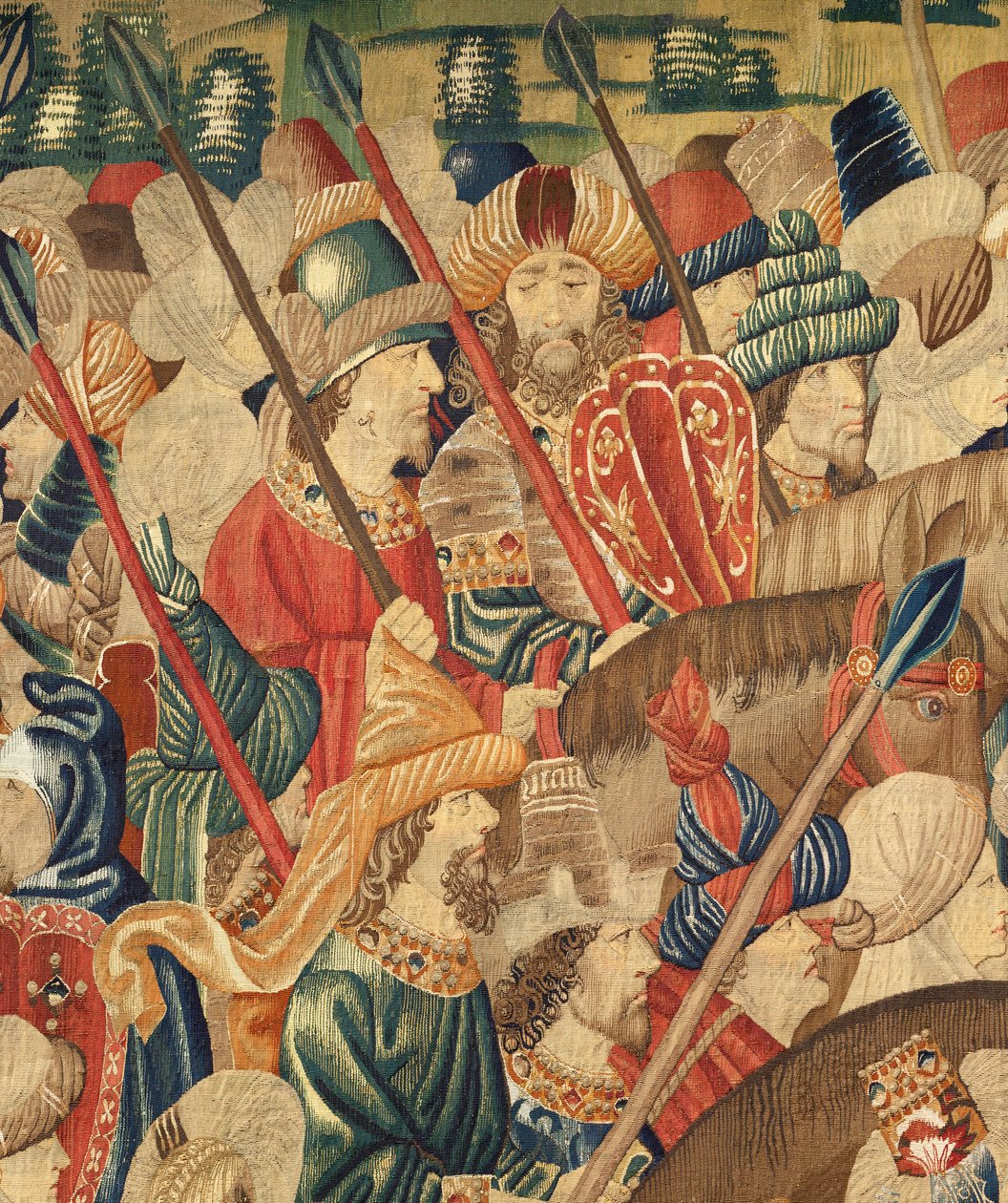 Plébániai gobelinmúzeum (Parish Museum of Pastrana Tapestries). Flamand kárpit. Tanger meghódítása (Tanger bevétele, De inname van Tanger). Sorozat I. Alfonz portugál király hódításai. Tournai. Részlet. Gyapjú alkotó: Flemish School