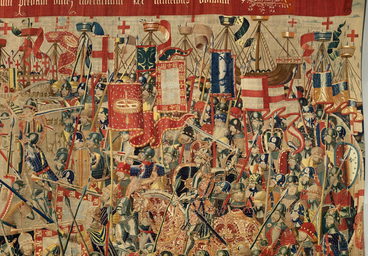 Plébániai gobelinmúzeum (Parish Museum of Pastrana Tapestries). Flamand kárpit. Take of Asilah (Take of Asilah, Assault on Asilah, De inname van Arzila). I. Alfonz portugál király hódításai sorozat. Tournai. alkotó: Flemish School