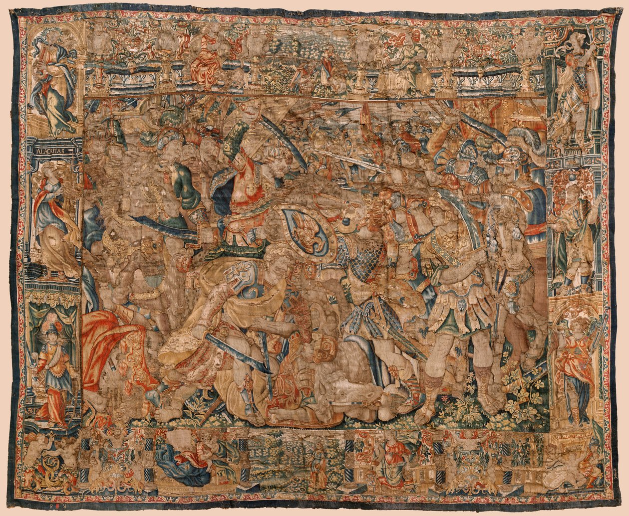Plébániai gobelinmúzeum (Pastrana Parish Museum of Tapestries). Flamand kárpit. Harc Sándor és Darius és Ipso között (csata Sándor és Darius között Ipsóban). Brüsszel. Gyapjú és selyem. 16. század. 510x419 cm. alkotó: Flemish School