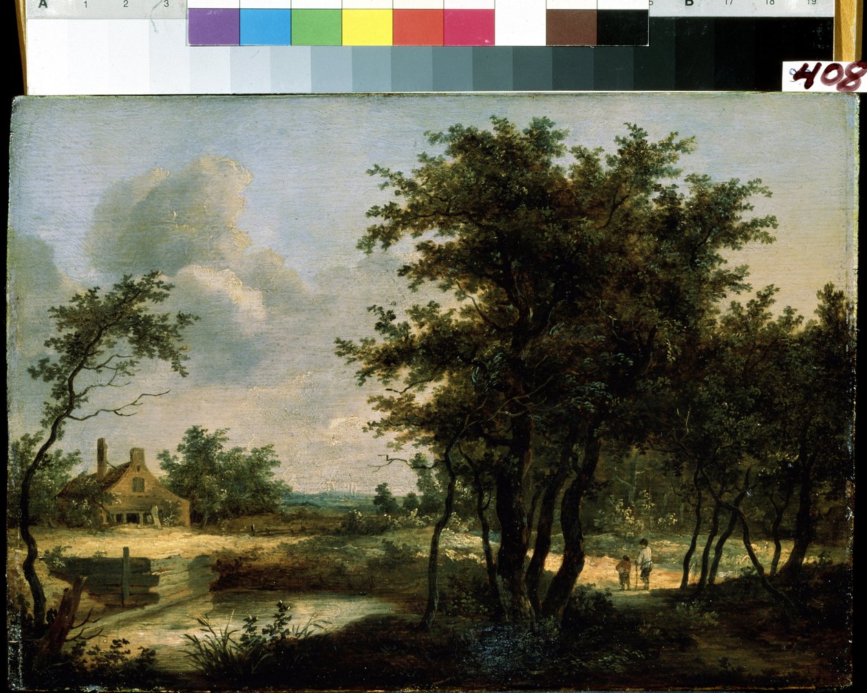 ""A holland vidék tája"" (Dutch Landscape). Névtelen festmény a 17. századi holland iskolából. Mikhail Kroshitsky Művészeti Múzeum, Szevasztopol (Szevasztopol) Ukrajna alkotó: Flemish School