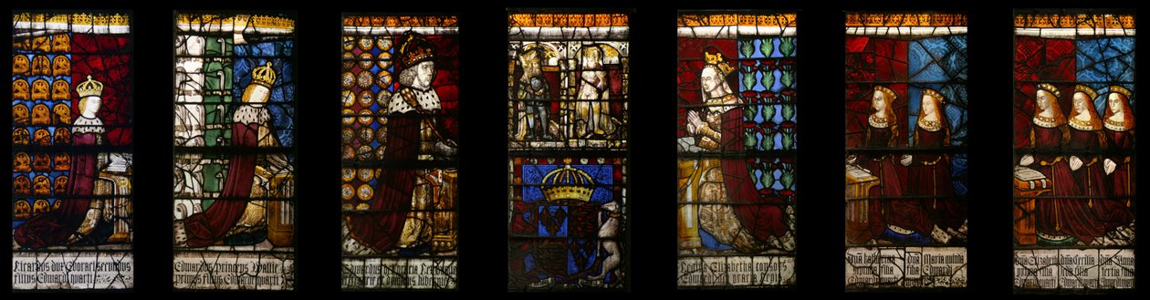 IV. Edward királyi családja in situ, 1480 körül (festett üveg) alkotó: Flemish School