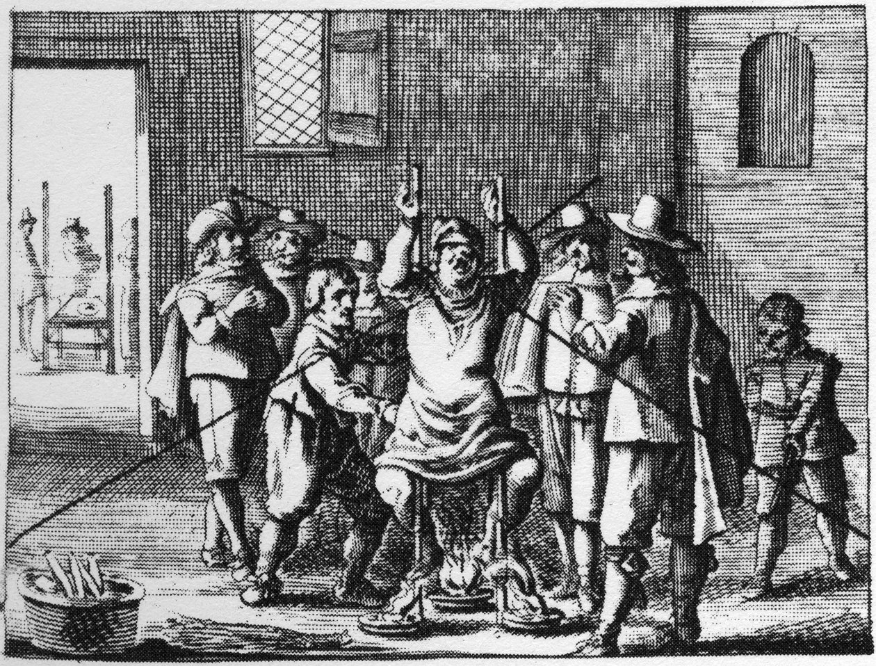 Varázsló, akihez a nyakláncot megkínozzák – Abraham Palingh 1725-ös metszete „” La Sorcellerie demasquee”” (