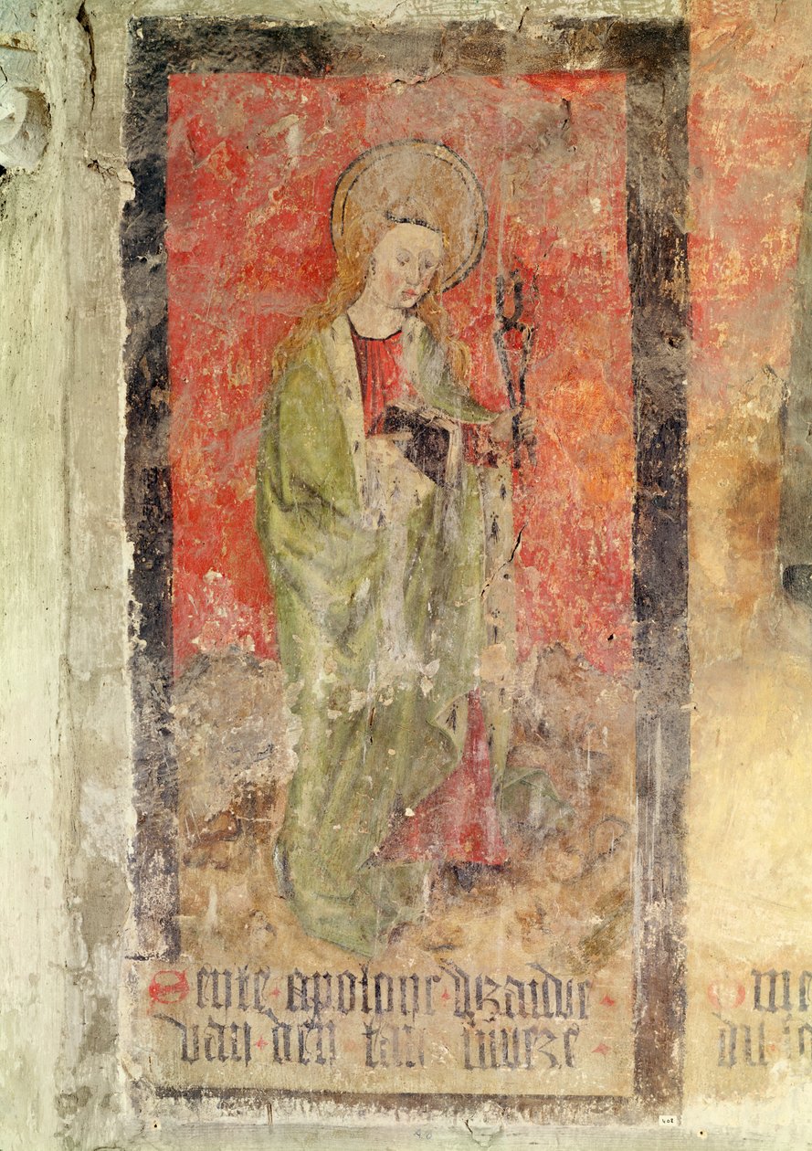 Szent Apollónia, falfestmény a kriptából, 1480-1540 körül alkotó: Flemish School