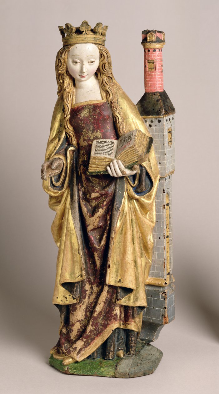 St. Borbara, School of Mechelen, 1500 körül (polikróm és aranyozott tölgyfa) alkotó: Flemish School