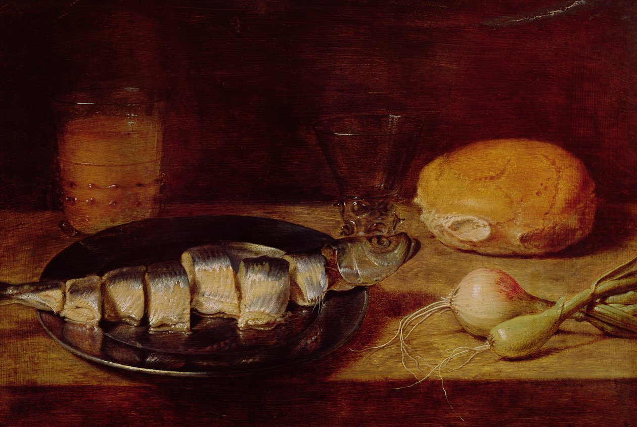 Csendélet heringgel alkotó: Flemish School