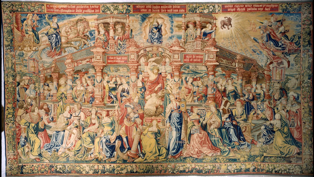 Tapestry depicting Prudence arriving at the Court of Divine Wisdom, from Brussels alkotó: Flemish School