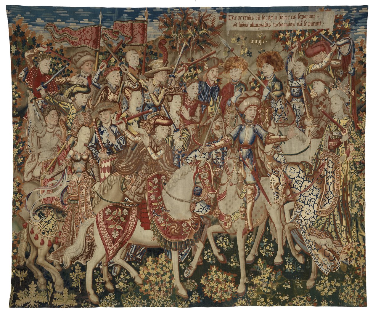 Gobelin Herkulest és társaival az Olümposz-hegyen, valószínűleg Tournaiban, 1465-70 körül (gyapjú és selyem) alkotó: Flemish School