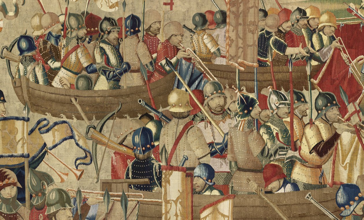 V. Alfonso portugál király hódításait bemutató kárpit (Conquistas de Alfonso V de Portugal), Tournai. Részlet. (Gyapjú és selyem) alkotó: Flemish School