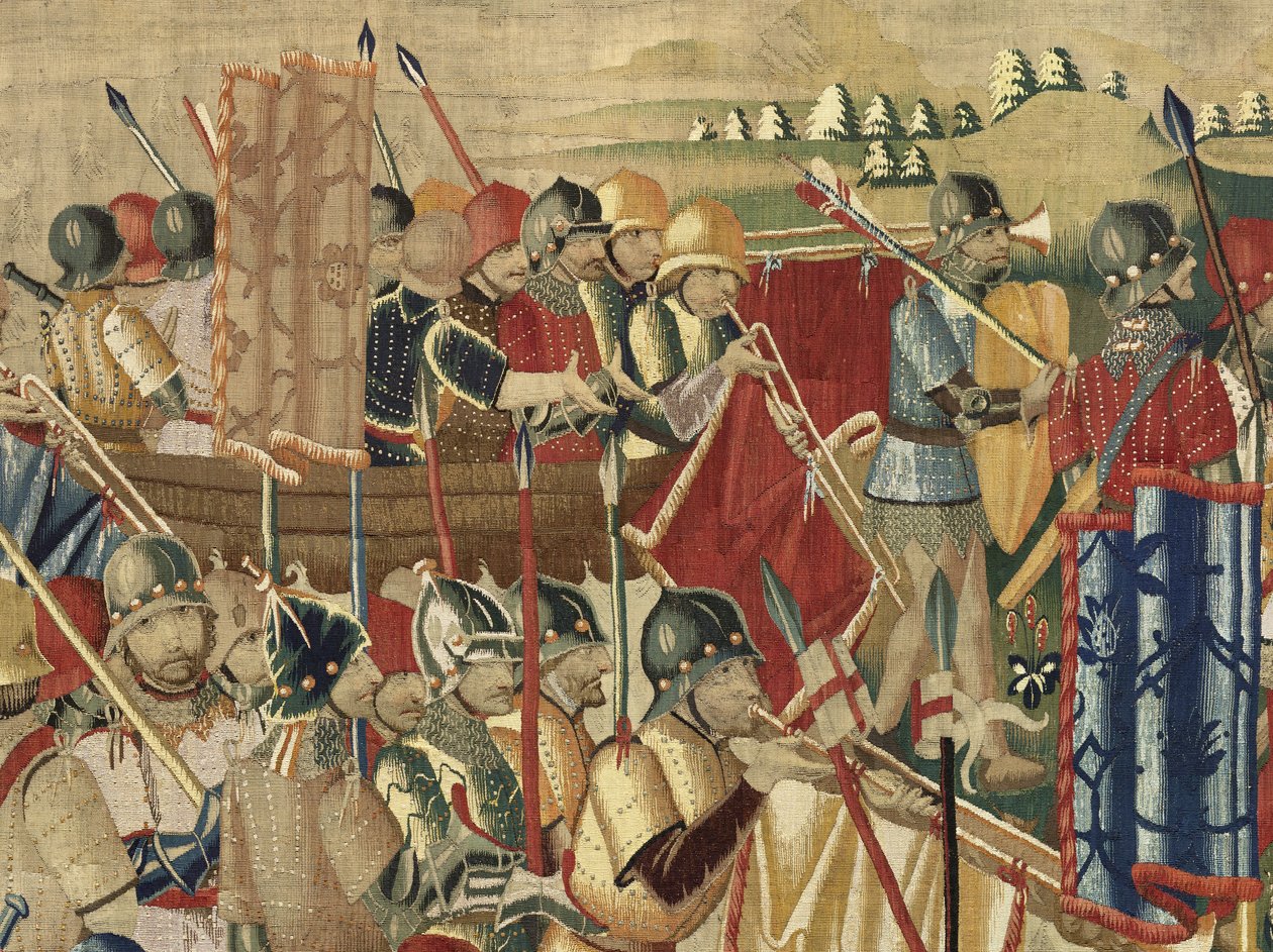 V. Alfonso portugál király hódításait bemutató kárpit (Conquistas de Alfonso V de Portugal), Tournai. Részlet. (Gyapjú és selyem) alkotó: Flemish School