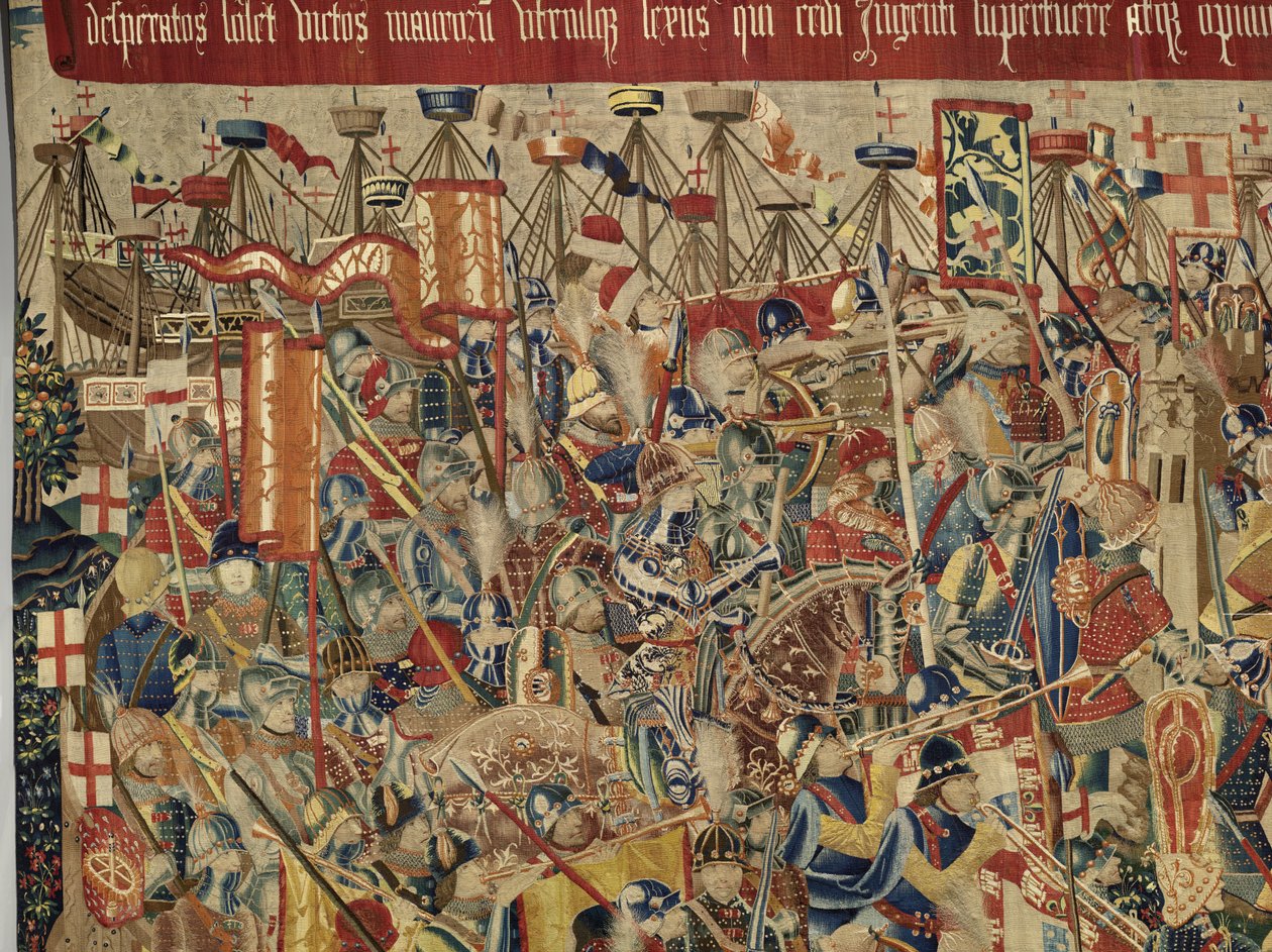 V. Alfonso portugál király hódításait bemutató kárpit (Conquistas de Alfonso V de Portugal), Tournai. Részlet. (Gyapjú és selyem) alkotó: Flemish School