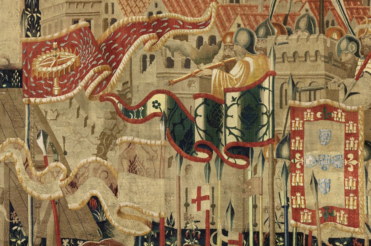 V. Alfonso portugál király hódításait bemutató kárpit (Conquistas de Alfonso V de Portugal), Tournai. Részlet. (Gyapjú és selyem) alkotó: Flemish School
