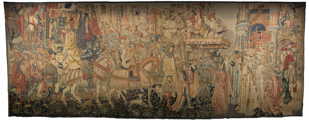 V. Alfonso portugál király hódításait bemutató kárpit (Conquistas de Alfonso V de Portugal), Tournai. Részlet. (Gyapjú és selyem) alkotó: Flemish School
