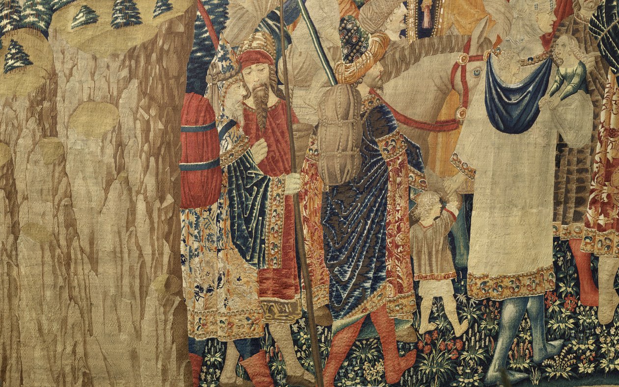 V. Alfonso portugál király hódításait bemutató kárpit (Conquistas de Alfonso V de Portugal), Tournai. Részlet. (Gyapjú és selyem) alkotó: Flemish School