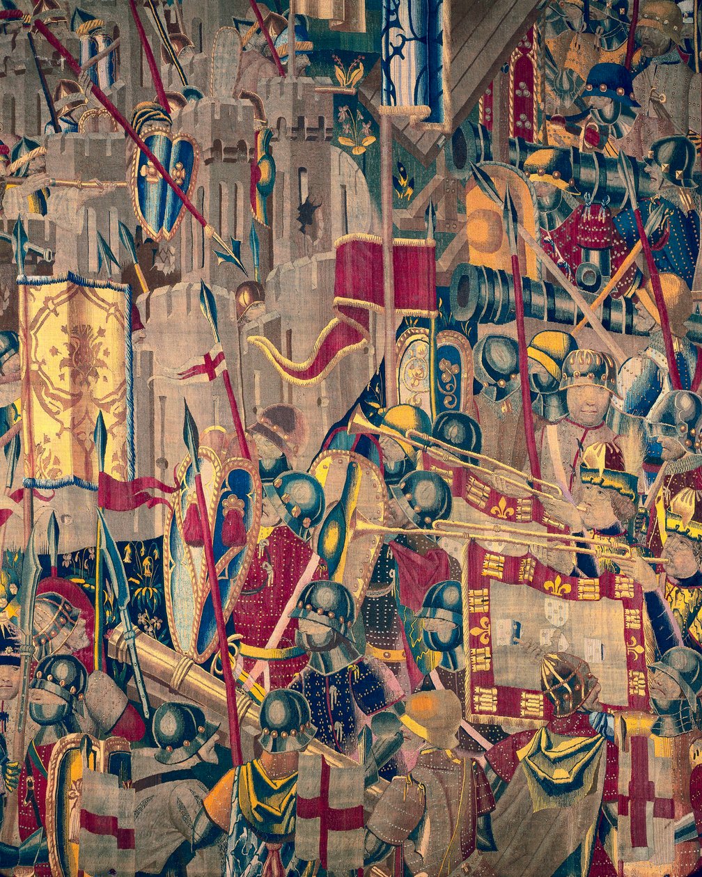 V. Alfonso portugál király hódításait bemutató kárpit (Conquistas de Alfonso V de Portugal), Tournai. Részlet. (Gyapjú és selyem) alkotó: Flemish School