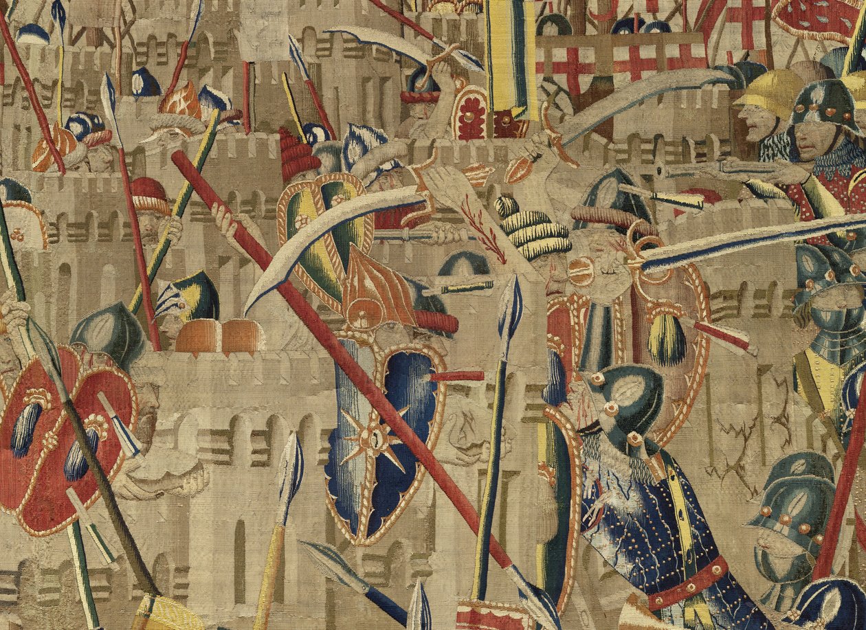 V. Alfonso portugál király hódításait bemutató gobelin (Conquistas de Alfonso V de Portugal), Tournai. Részlet. (Gyapjú és selyem) alkotó: Flemish School