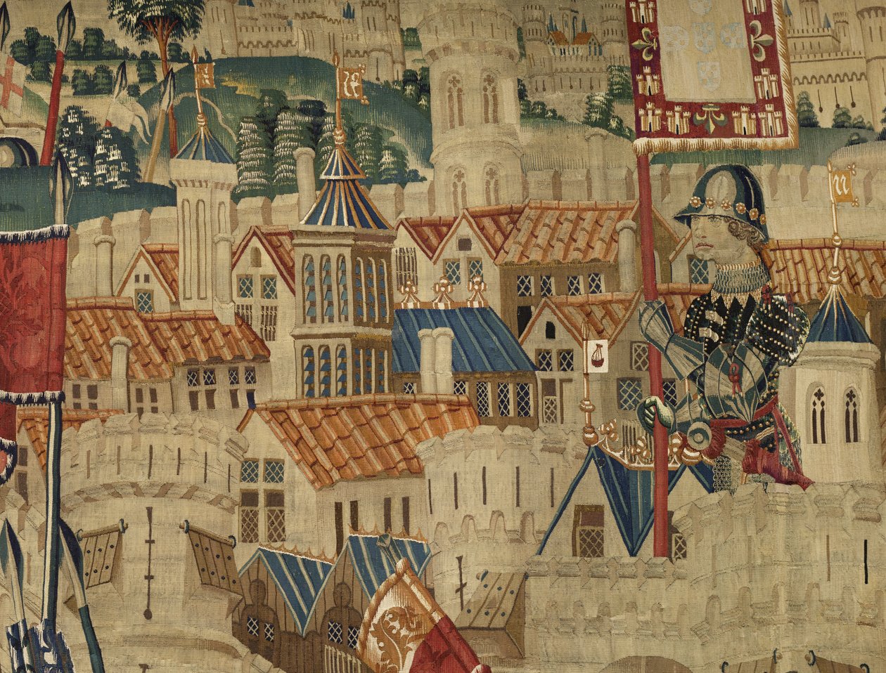 V. Alfonso portugál király hódításait bemutató gobelin (Conquistas de Alfonso V de Portugal), Tournai. Részlet. (Gyapjú és selyem) alkotó: Flemish School