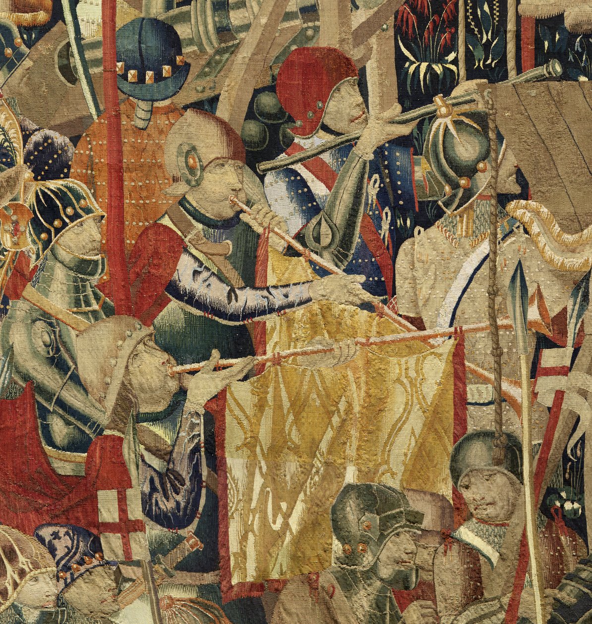 V. Alfonso portugál király hódításait bemutató gobelin (Conquistas de Alfonso V de Portugal), Tournai. Részlet. (Gyapjú és selyem) alkotó: Flemish School
