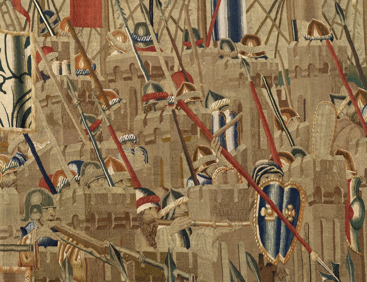 V. Alfonso portugál király hódításait bemutató gobelin (Conquistas de Alfonso V de Portugal), Tournai. Részlet. (Gyapjú és selyem) alkotó: Flemish School