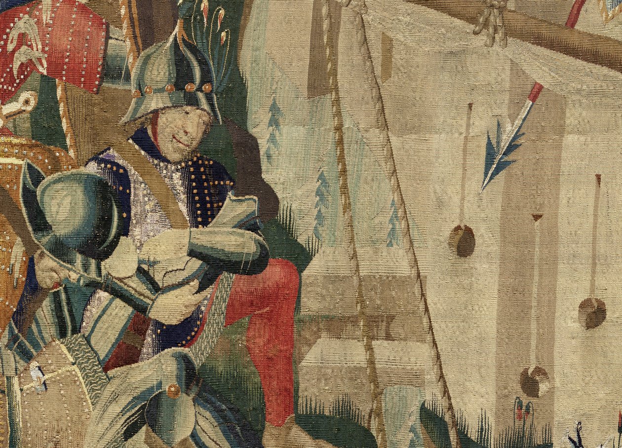 V. Alfonso portugál király hódításait bemutató gobelin (Conquistas de Alfonso V de Portugal), Tournai. Részlet. (Gyapjú és selyem) alkotó: Flemish School