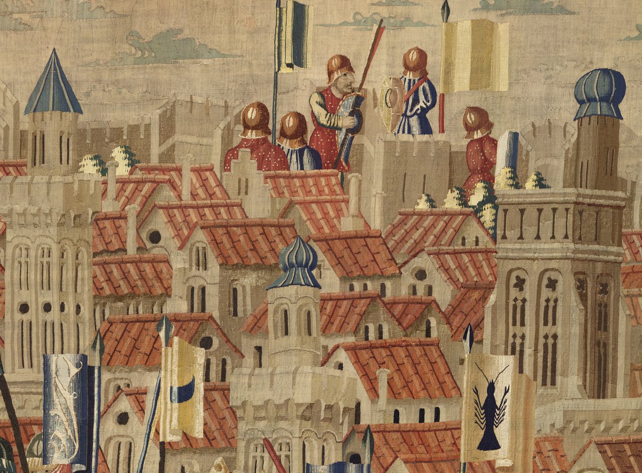 V. Alfonso portugál király hódításait bemutató gobelin (Conquistas de Alfonso V de Portugal), Tournai. Részlet. (Gyapjú és selyem) alkotó: Flemish School