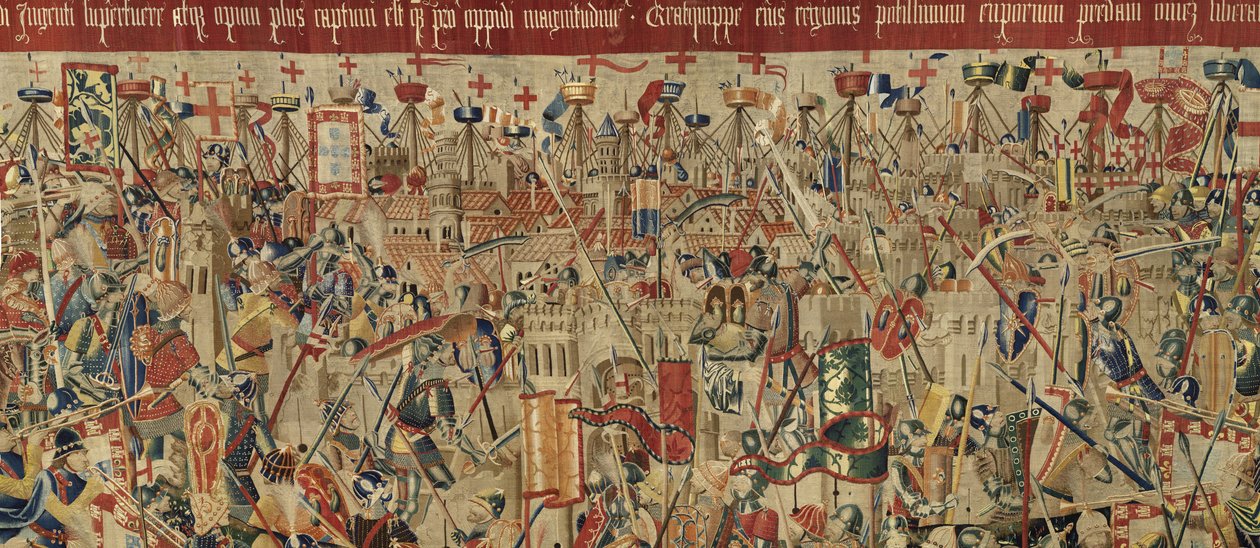 V. Alfonso portugál király hódításait bemutató gobelin (Conquistas de Alfonso V de Portugal), Tournai. Részlet. (Gyapjú és selyem) alkotó: Flemish School