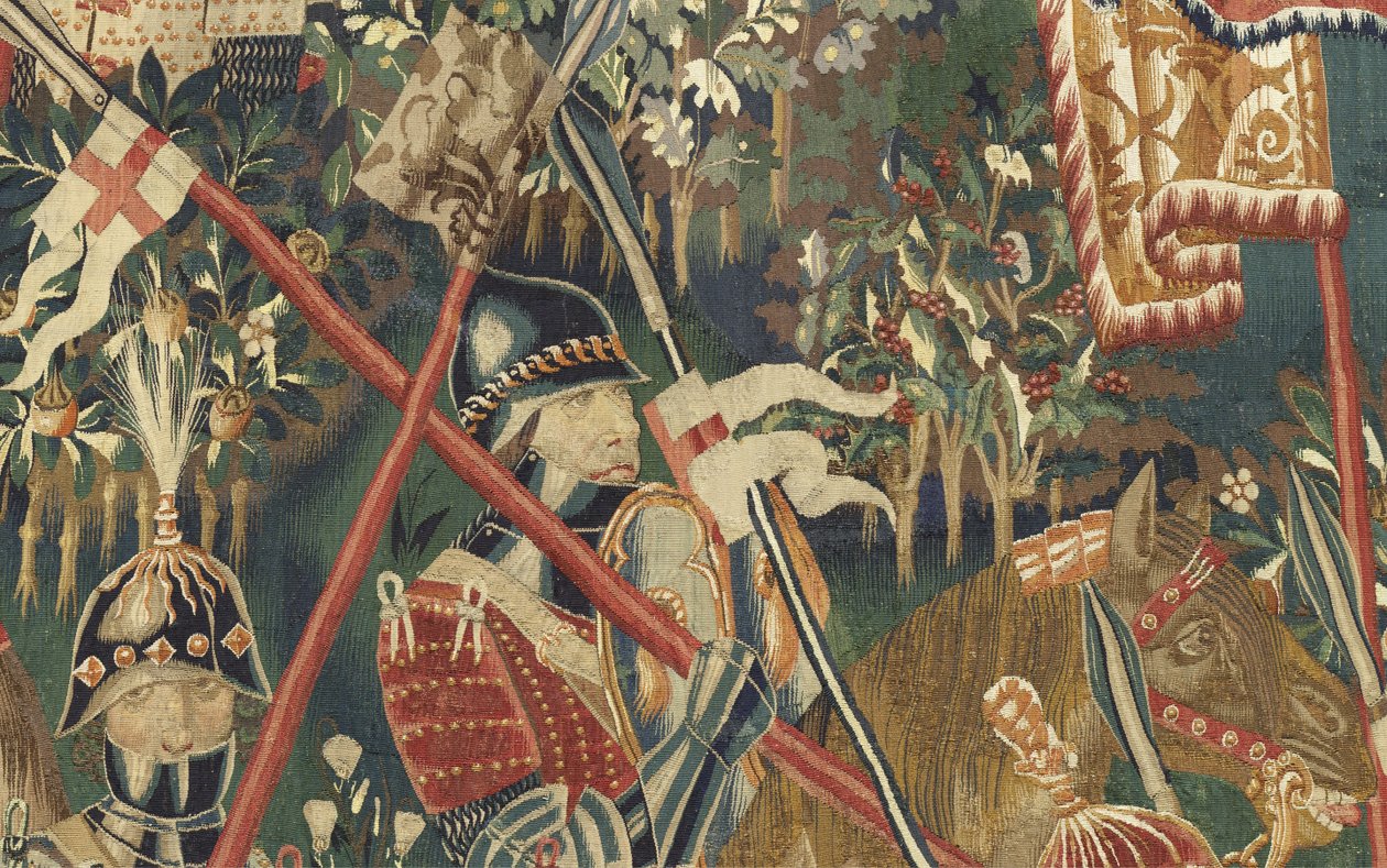 V. Alfonso portugál király hódításait bemutató gobelin (Conquistas de Alfonso V de Portugal), Tournai. Részlet. (Gyapjú és selyem) alkotó: Flemish School
