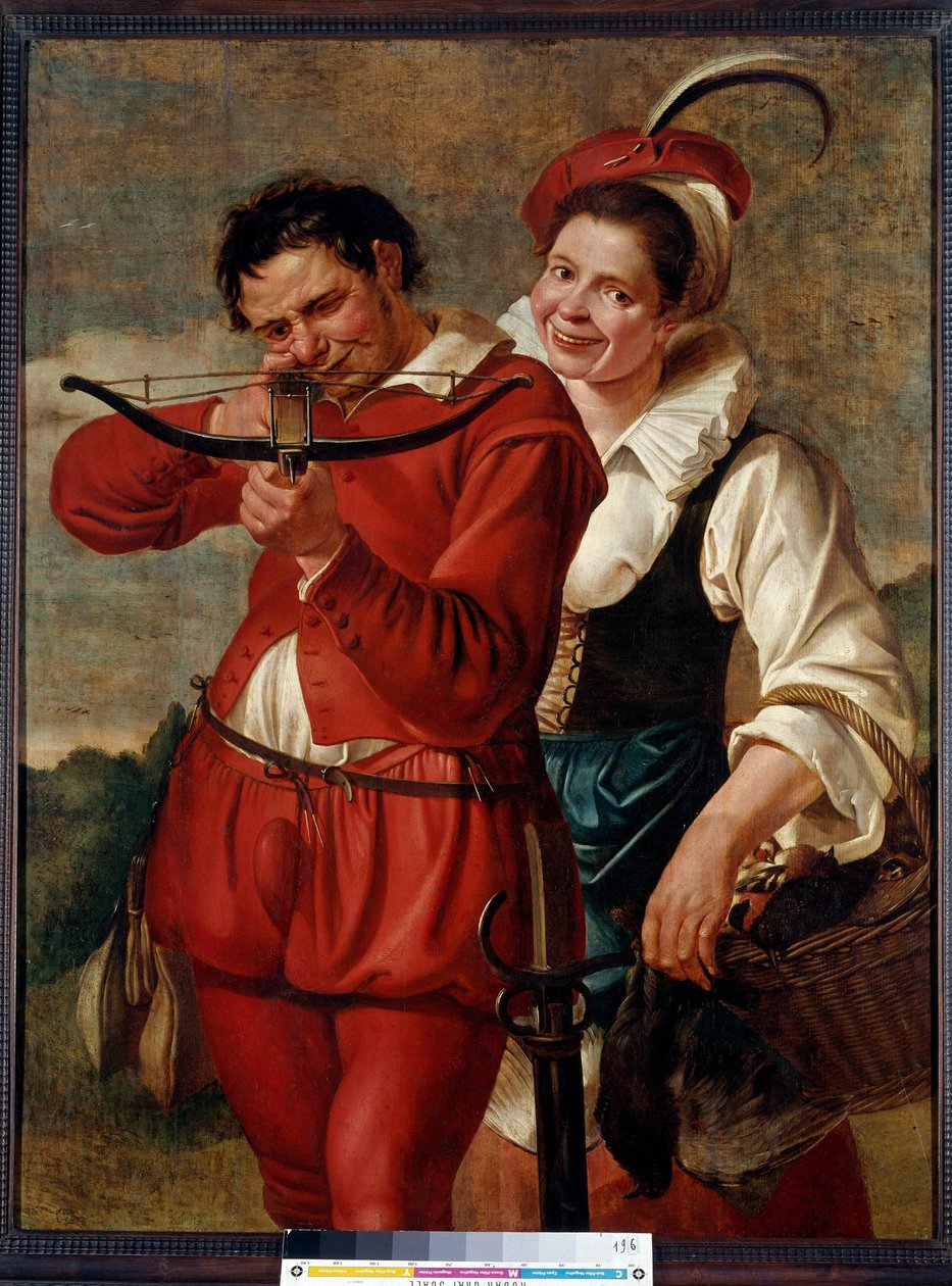 A számszeríj és felesége De Harlem mester (Frans Hals?) festménye (1610 után). 17. század. Prága, Nemzeti Galéria alkotó: Flemish School