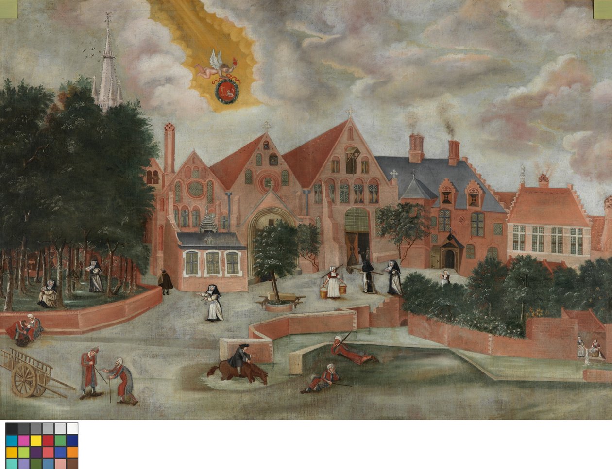 A Szent János Kórház nyugati homlokzata (olaj, vászon) alkotó: Flemish School