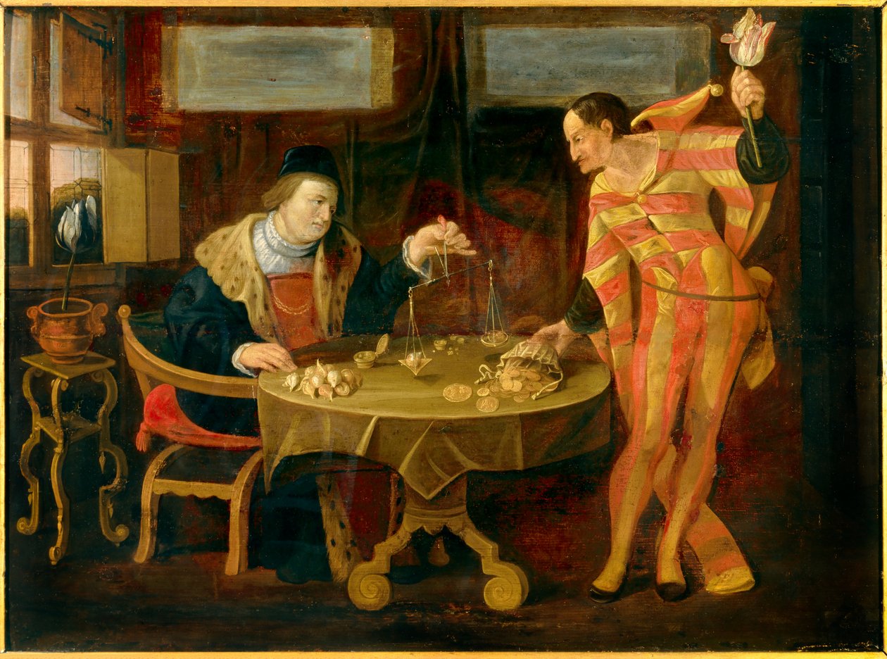 Tulipánhagyma árusítása Festmény a 17. századi flamand iskolából. V 0,54x0,74 m Rennes, musee des Beaux Arts alkotó: Flemish School